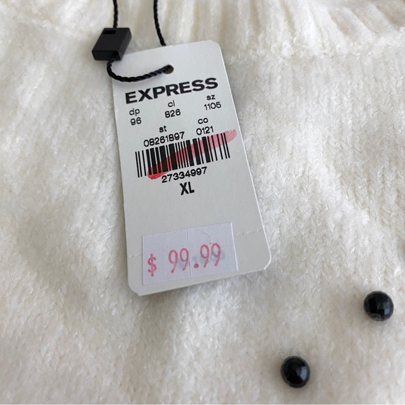 NWT Chevron Beaded Blouson Sleeve Sweater express Womens size XL sequin disconti - Picture 10 of 13